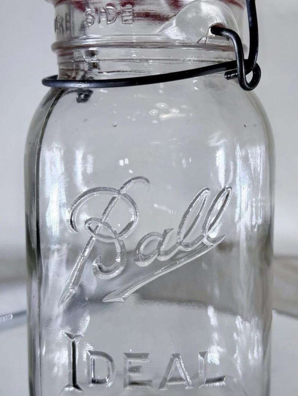 Ball Ideal Wire Bail Mason Jar 1 Qt Clear Glass Clamp Lid Vintage Style